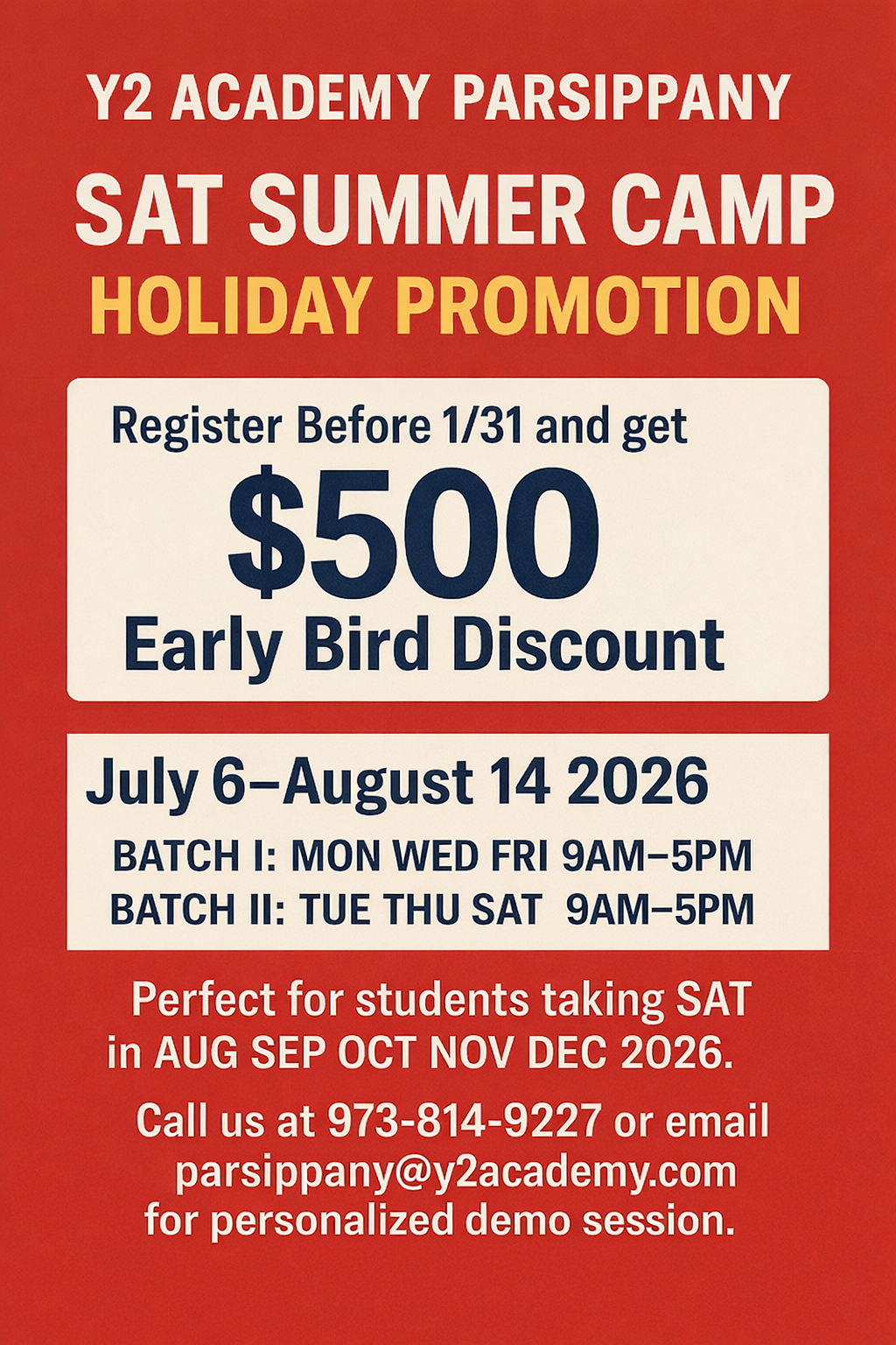 Y2 Academy Summer 2026 SAT Program